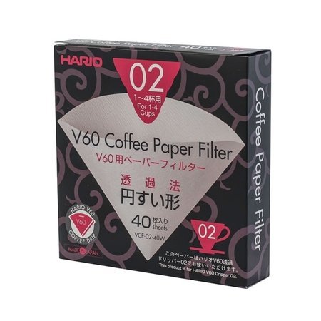 Hario filtry papierowe do dripa białe V60-02 40 sztuk